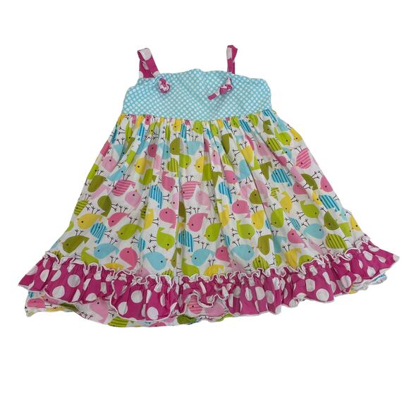 Natalie Grant Mixed Print Polka Dot Chick Print Multicolor Dress Girl's 3T - Picture 2 of 7